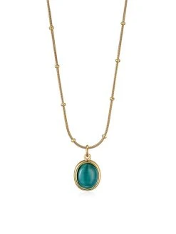 Blue Oval Pendant Kette Gold