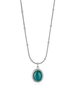 Blue Oval Pendant Kette Silber