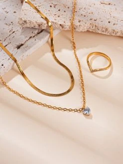 Shine Heart Kette Gold -Günstiges Kette Geschäft KE18865G.3 510x680 2