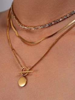 Square N Round Kette Gold -Günstiges Kette Geschäft KE1959G.3 510x680 1