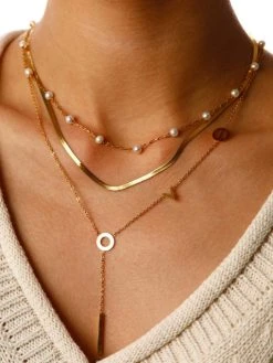 Pearls Surround Kette Gold -Günstiges Kette Geschäft KE1986G.1 510x680 1