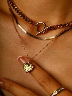 Gritty Heart Kette Gold -Günstiges Kette Geschäft KE1994G.4 510x680 2