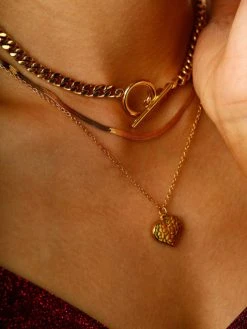 Gritty Heart Kette Gold -Günstiges Kette Geschäft KE1994G.5 510x680 2