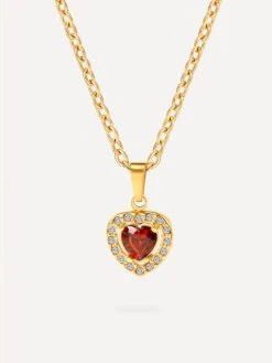 Eternal Red Heart Kette Gold