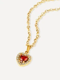 Eternal Red Heart Kette Gold -Günstiges Kette Geschäft KE2011G.2 510x680 1