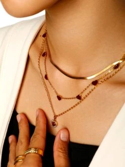 Eternal Red Heart Kette Gold -Günstiges Kette Geschäft KE2011G.4 510x680 1