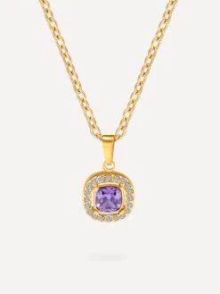 Eternal Purple Square Kette Gold