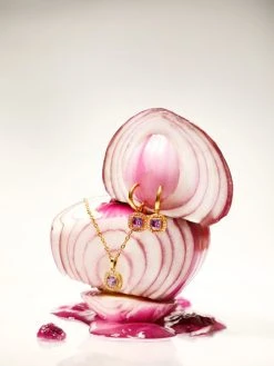 Eternal Purple Square Kette Gold -Günstiges Kette Geschäft KE2012G.3 510x680 2