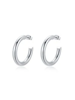 Smooth Hoop Medium Ohrringe Silber