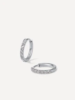 CRYSTALIZED SHINE HOOP Medium Ohrringe Silber