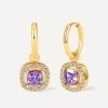 Eternal Purple Square Ohrringe Gold -Günstiges Kette Geschäft OE0761G.1 510x680 1