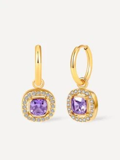 Eternal Purple Square Ohrringe Gold