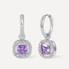 Eternal Purple Square Ohrringe Silber