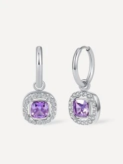 Eternal Purple Square Ohrringe Silber