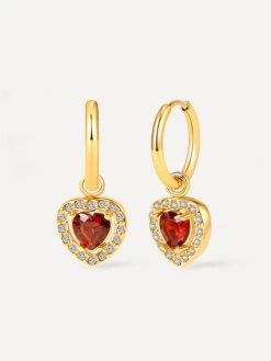 Eternal Red Heart Ohrringe Gold