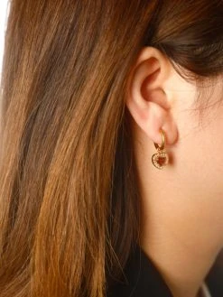 Eternal Red Heart Ohrringe Silber -Günstiges Kette Geschäft OE0763G.3 510x680 2