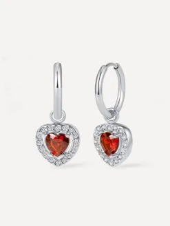 Eternal Red Heart Ohrringe Silber
