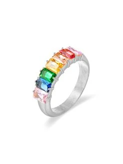 Rainbow Candy Ring Silber