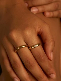 White Dome Ring Gold -Günstiges Kette Geschäft RE0106G.3 510x680 1