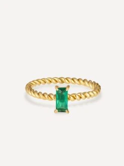 Green Precious Twist Ring Gold